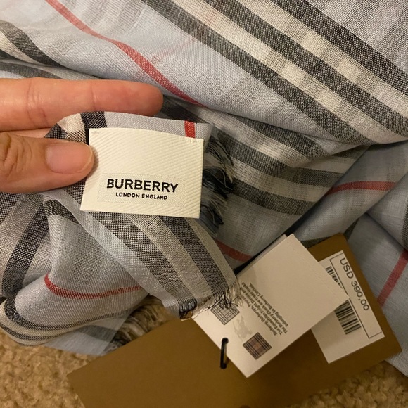 Burberry Stripe And Vintage Check Wool Silk Scarf - Picture 10 of 11